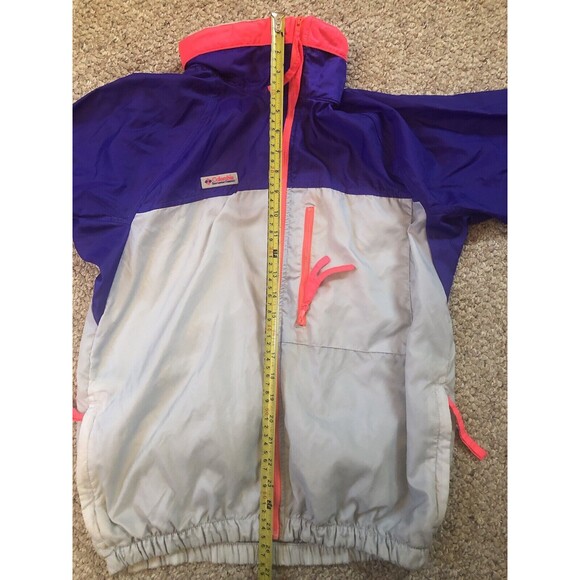 Vintage Columbia Windbreaker Jacket Gray Purple Sz Men's Small Radial Sleeve Ful - Picture 9 of 11